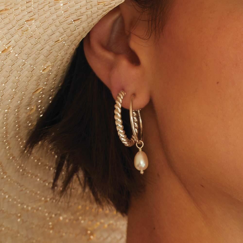 Solid Twirl Looped Silver Earrings