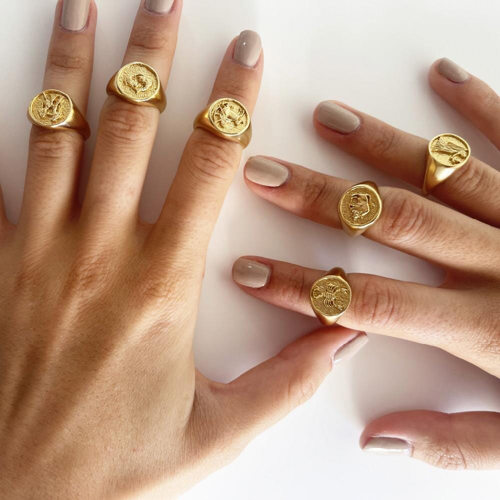 NU & MII Zodiac Signet Gold Ring