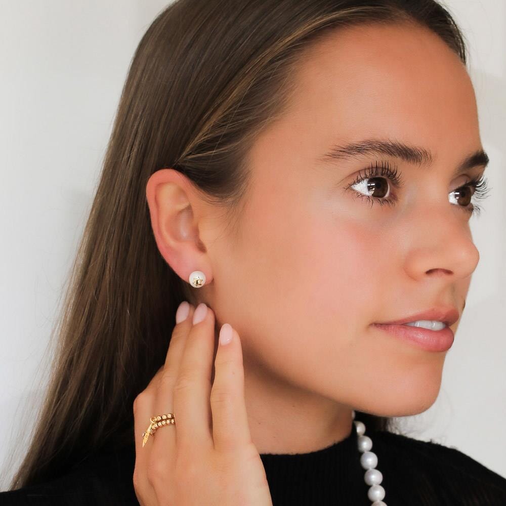 Pearl Star Gold Plated Stud Earrings