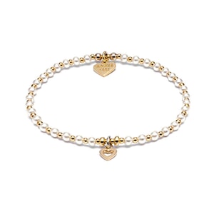 Pretty Pearl Heart Gold Plated Charm Bracelet