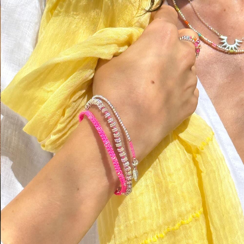 Luminous Neon Pink Silver Stack