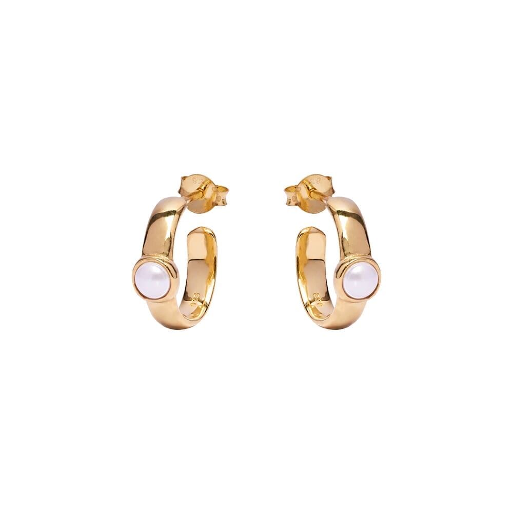 Outlet Cosmic Pearl Gold Hoop Earrings
