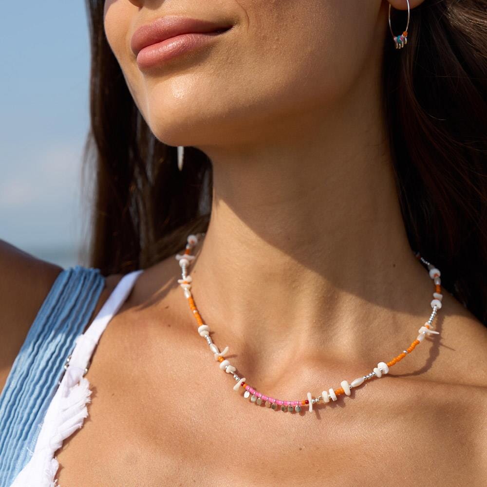 Shangri-La Silver Necklace - Orange