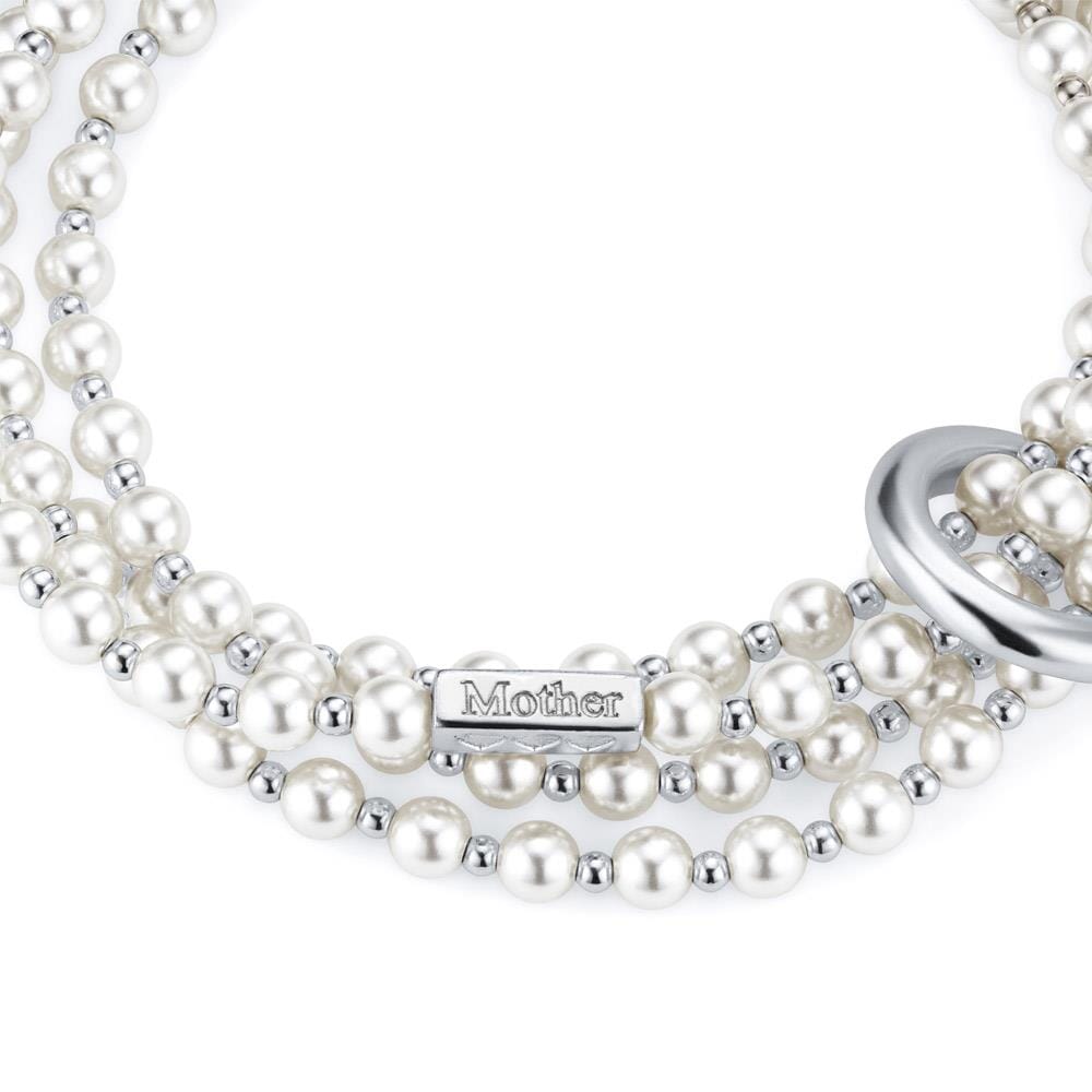 Endless Love Pearl Personalised Looped Silver Bracelet