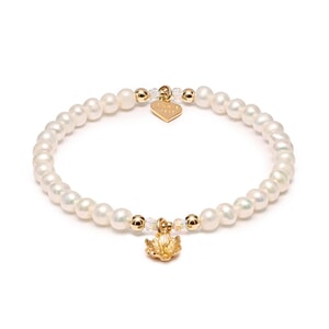 Poppy Pearl Gold Plated Bracelet - Flower