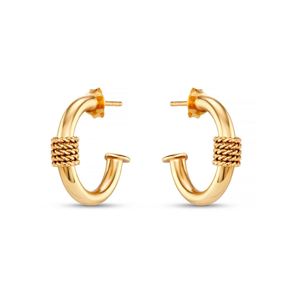 Bahari Rope Gold Plated Hoop Earrings