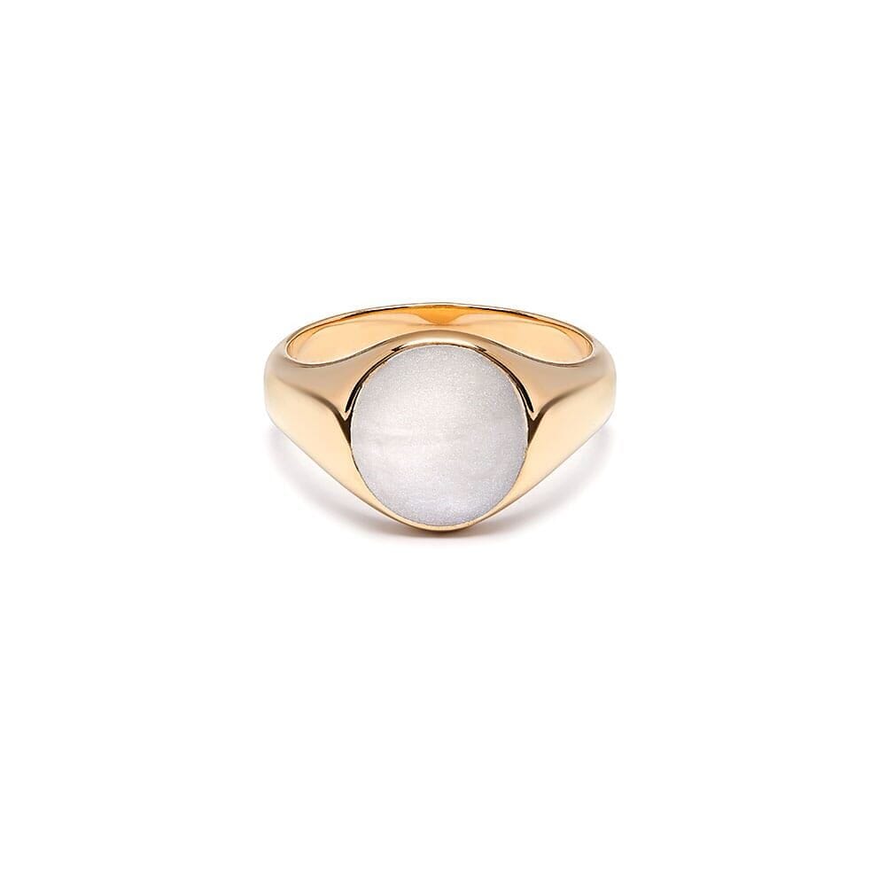 NU & MII Ivory Signet Gold Plated Pinky Ring