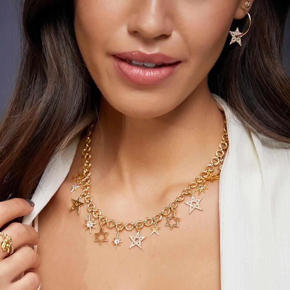 Celeste Gold Plated Charm Necklace