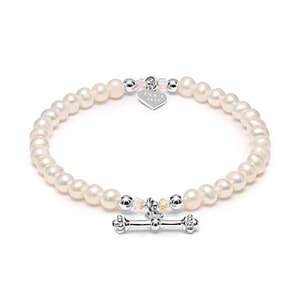 Poppy Pearl Silver Bracelet - T-Bar