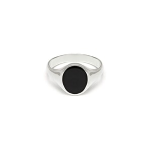 NU & MII Black Signet Silver Ring