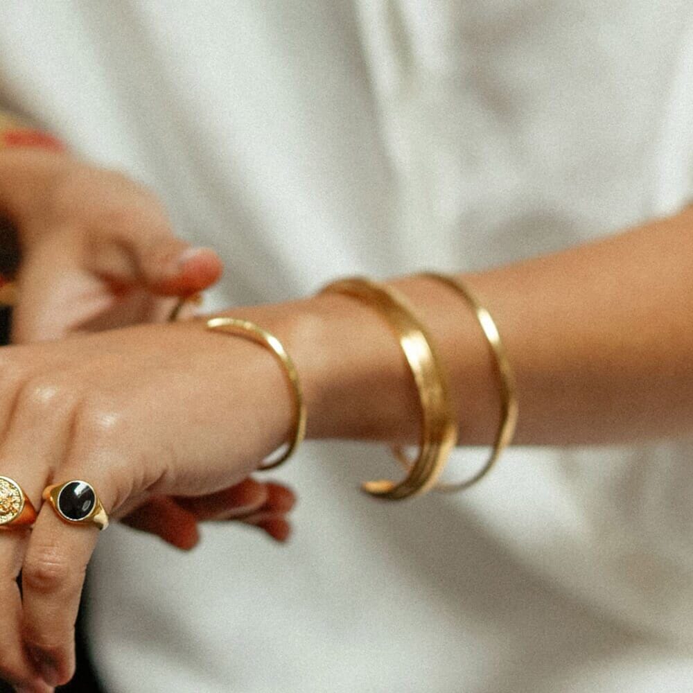 NU & MII Art Deco Gold Plated Cuff