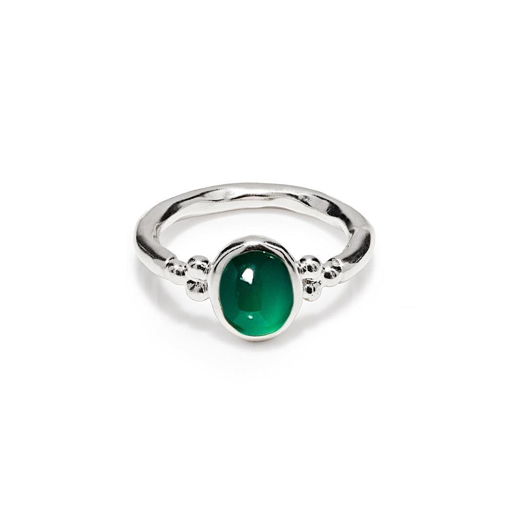 NU & MII Jade Oval Silver Ring