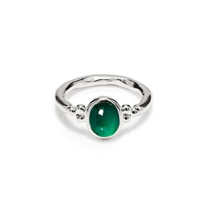 NU & MII Jade Oval Silver Ring