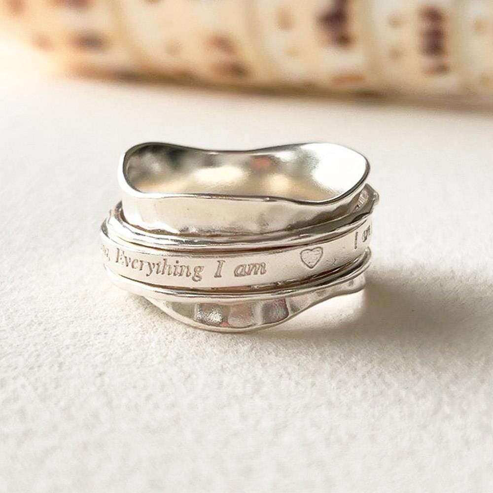 Outlet I am grateful for everything Spinner Silver Ring