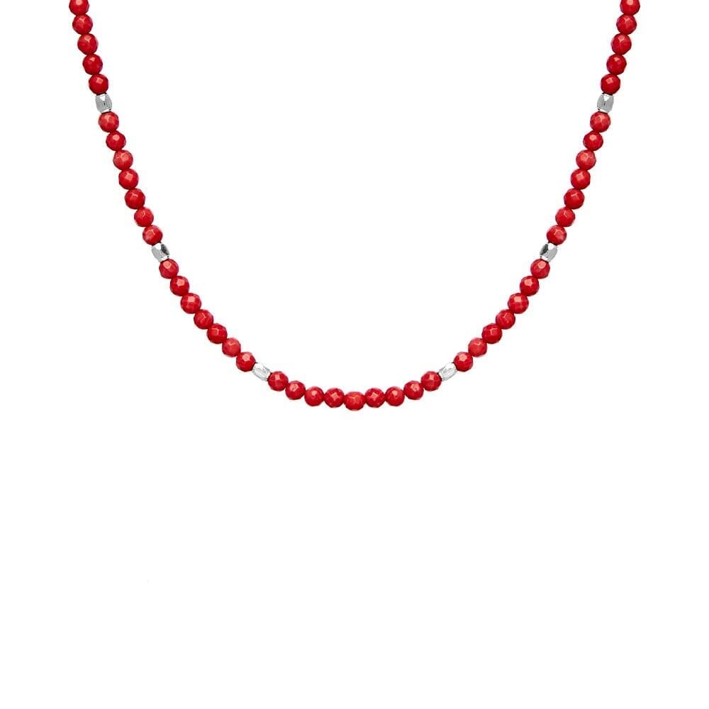 NU & MII Boho Silver Necklace - Red Bamboo