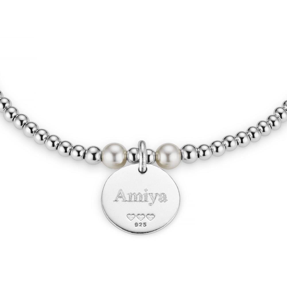 Hera Pearl Personalised Silver Charm Bracelet - Flower Girl