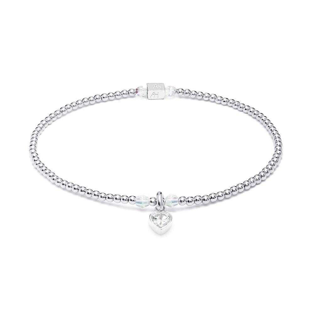 Annie Haak Blissful Crystal Heart Silver Charm Bracelet
