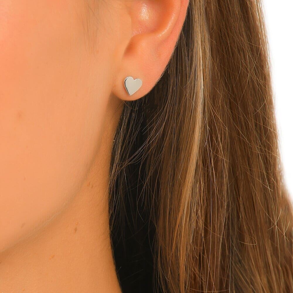 Saba Heart Silver Stud Earrings