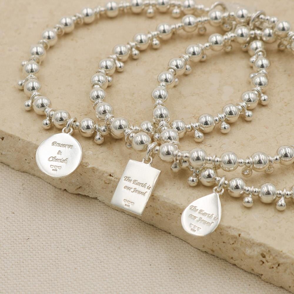 Creation Oblong Silver Charm Bracelet - The Earth is our Jewel