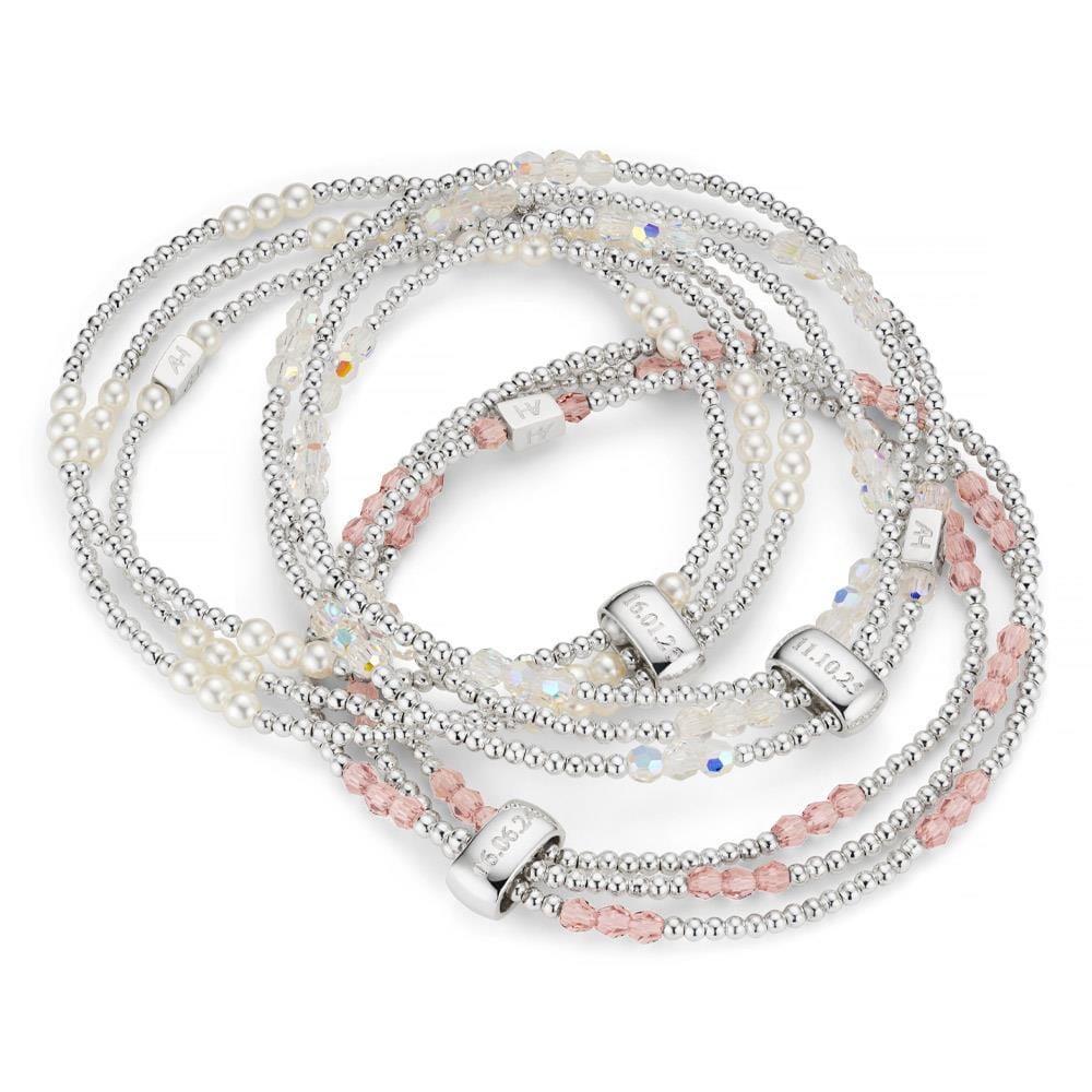 Personalised Looped Silver Bracelet - Pearl