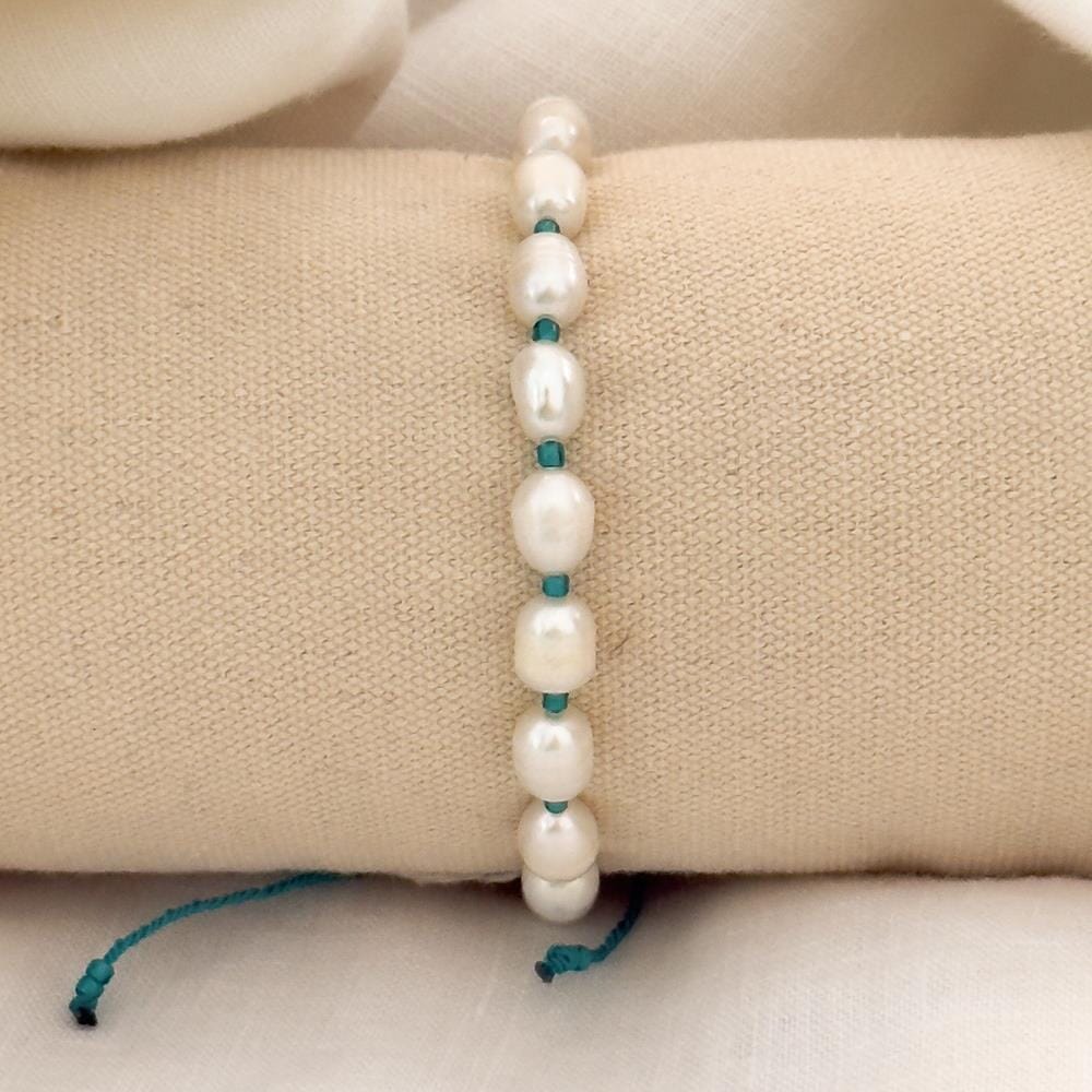 Freshwater Pearl and Cord Bracelet - Choice of Colour