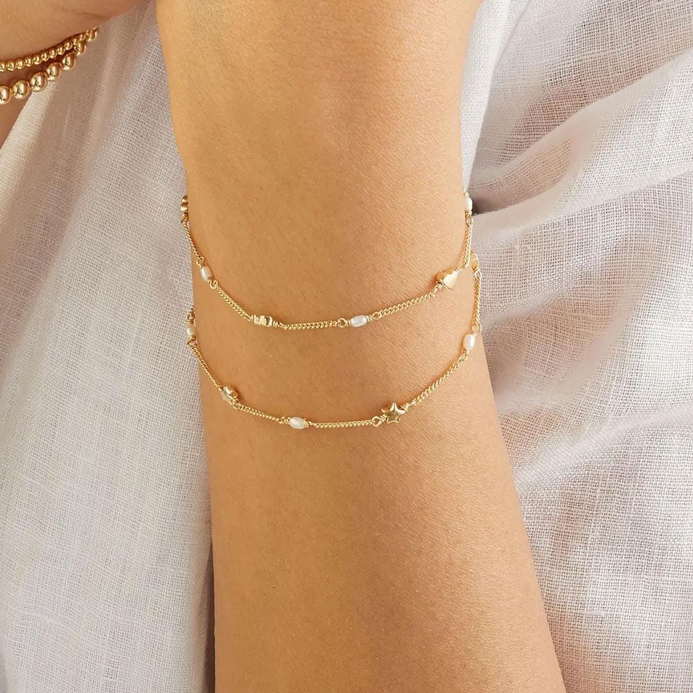Outlet Tiny Heart Pearl Gold Bracelet