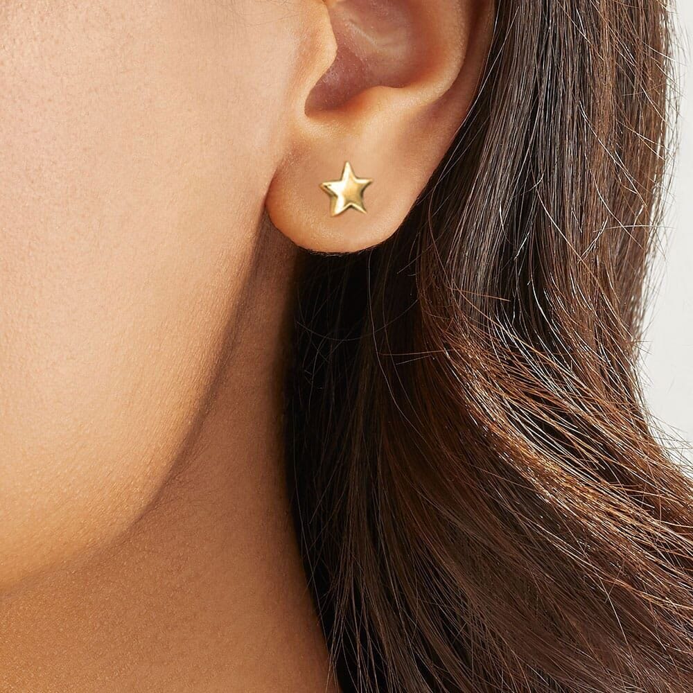 Outlet Boxed Star Gold Plated Stud Earrings