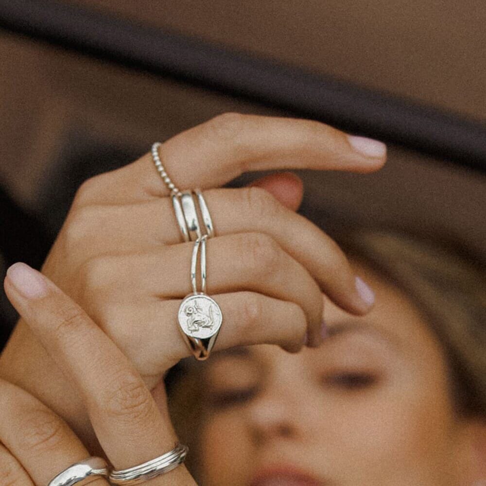 NU & MII Havana Silver Ring Stack