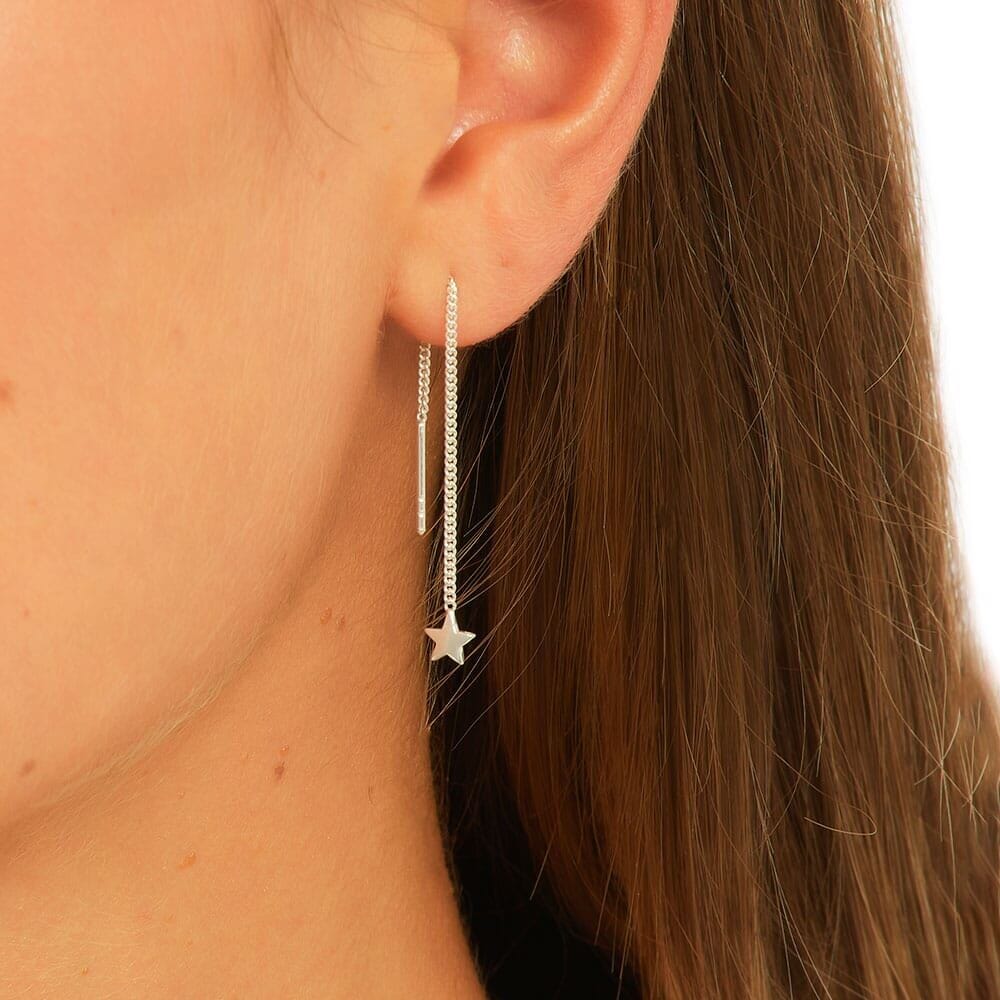 Outlet Galaxy Star Silver Pull Through Earrings