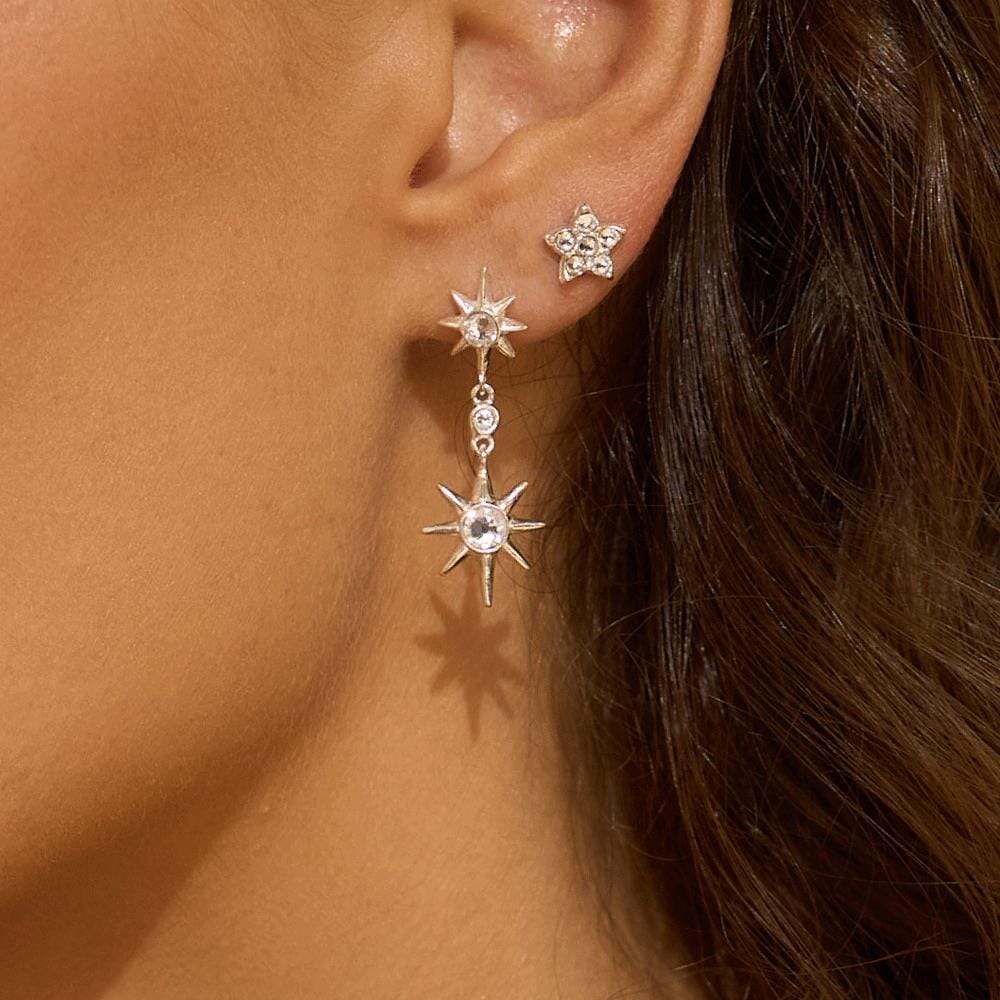 Orecchini A Stella In Argento 925 Sterling - Ear Climbers Con Chiusura A Perno - Lx3
