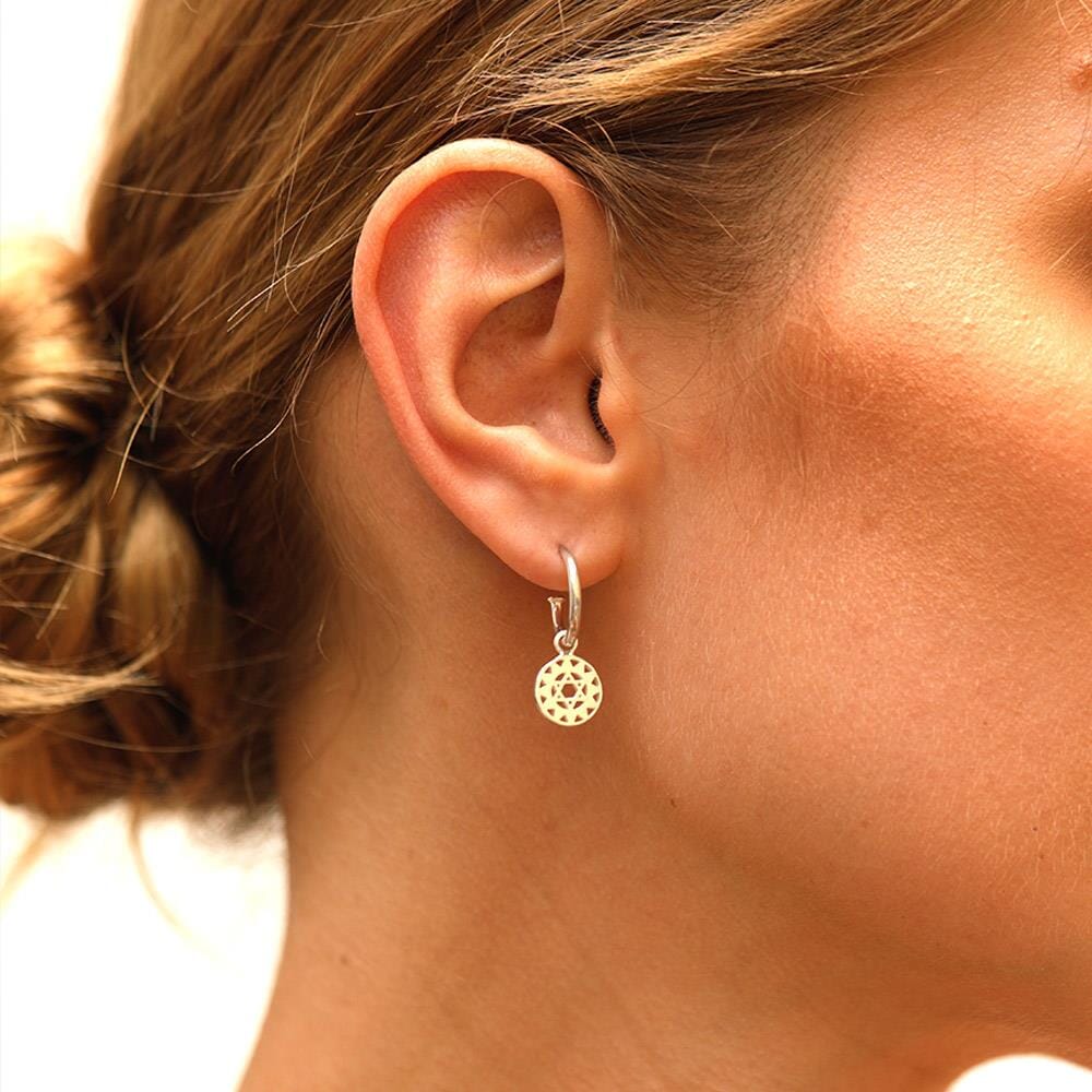 Outlet Heart Chakra Hoop Silver Earrings