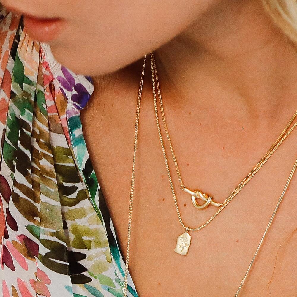 Engraved Rose Pendant Gold Plated Necklace