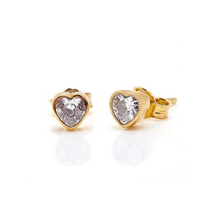 Crystal Heart Gold Plated Stud Earrings