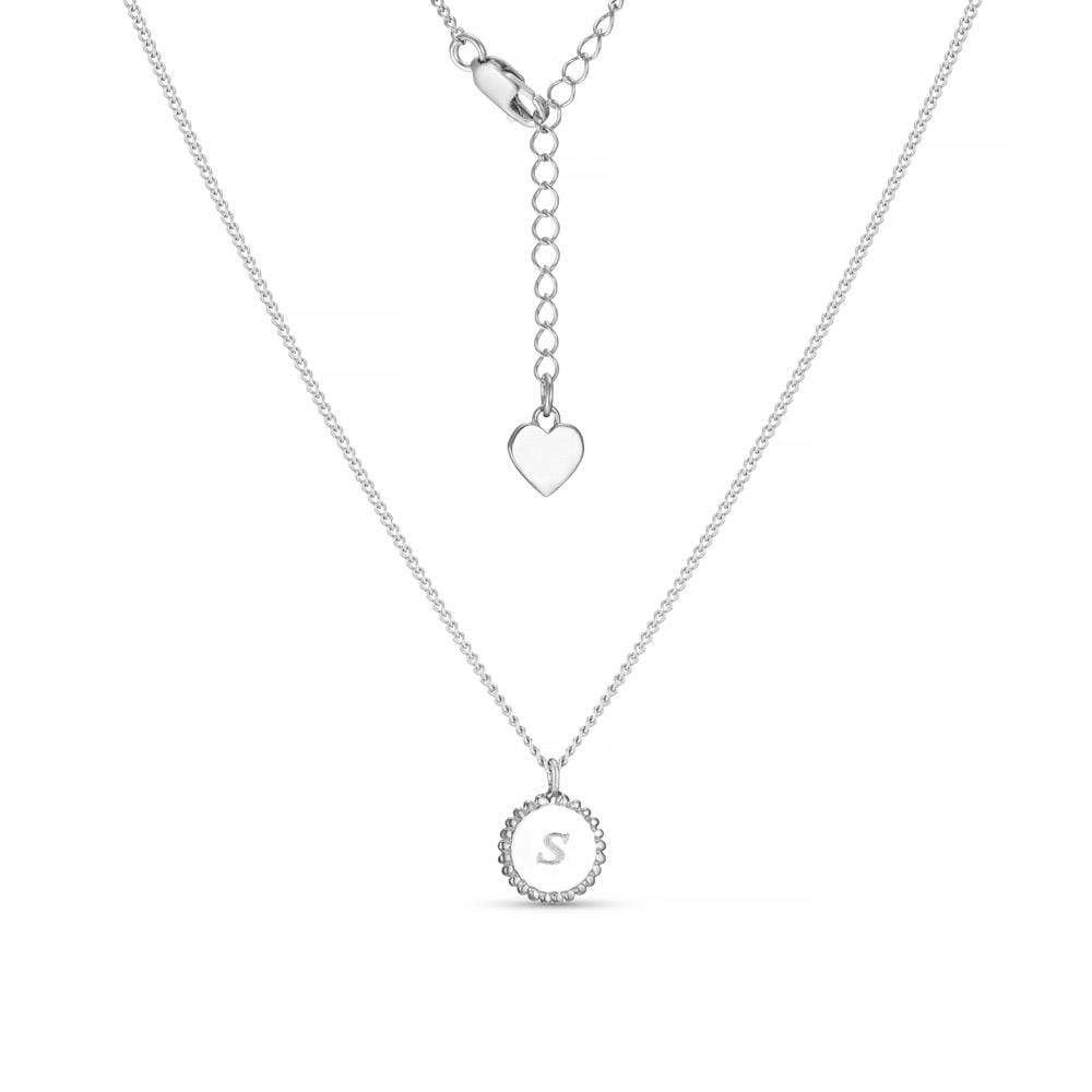 Doily Heart Silver Necklace - Engraved Initial