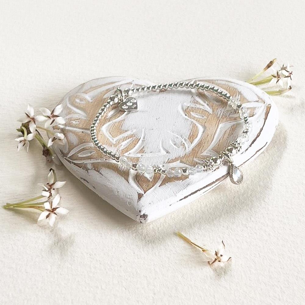 Teardrop Moonstone Silver Charm Bracelet