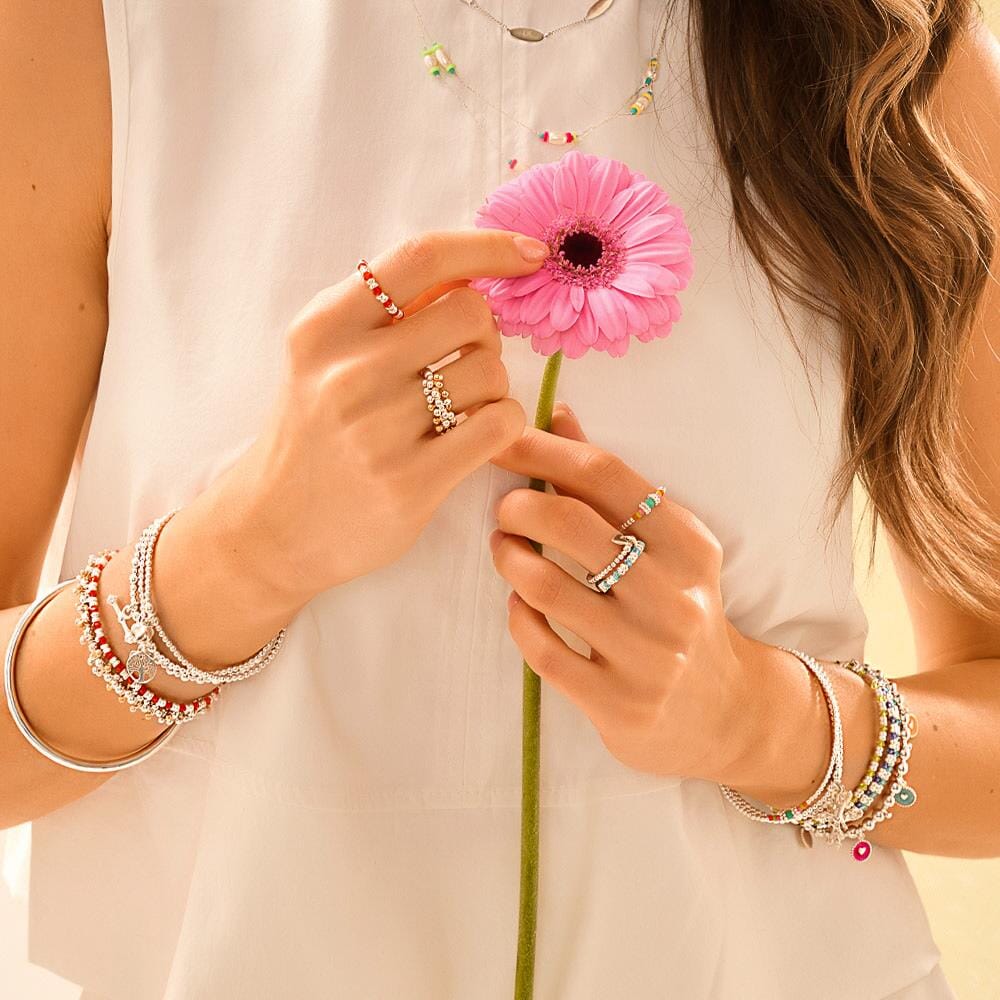 Boho Neon Silver Ring
