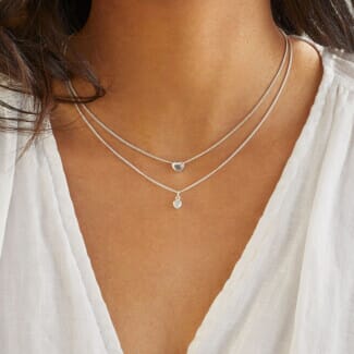 Tiny Crystal Heart Silver Necklace