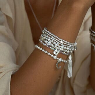 Indigo Silver Charm Bracelet - Initial