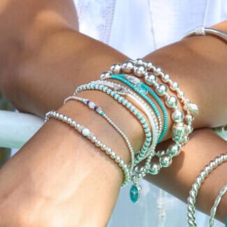 Daisy Chain Silver Bracelet - Turquoise