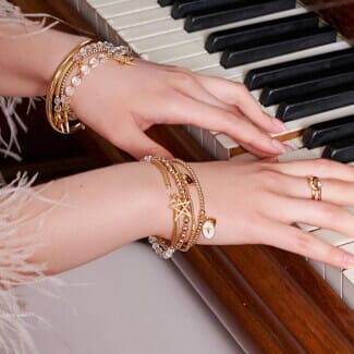 Santeenie Gold Plated Charm Bracelet - Cream Silhouette Angel