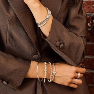 Annabel Initial 925 Sterling Silver Charm Bracelet Stack