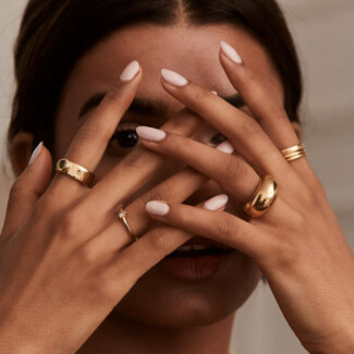 NU & MII Clara Band Peridot Gold Plated Ring