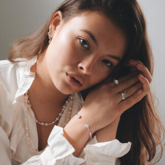 NU & MII Moonstone Oval Silver Bangle