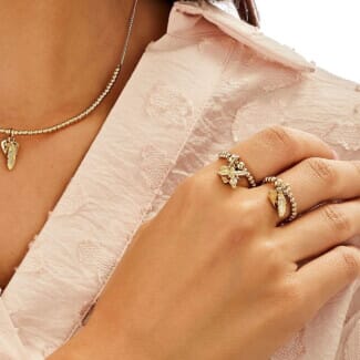 Santeenie Gold Plated Charm Ring - Feather