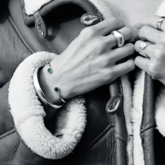 NU & MII Jade Oval Silver Bangle
