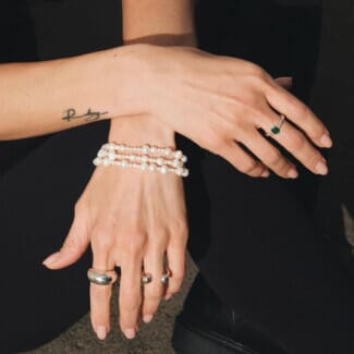 NU & MII Jade Oval Silver Ring