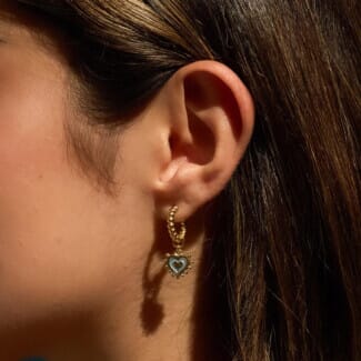Enamel Heart Gold Plated Hoop Earrings - Turquoise