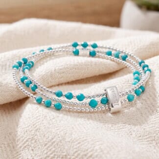 Personalised Turquoise Looped Sterling Silver Bracelet