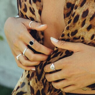NU & MII Black Signet Silver Ring
