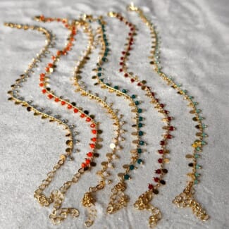 Glass Stone & Disc Anklet - Choice of Colour